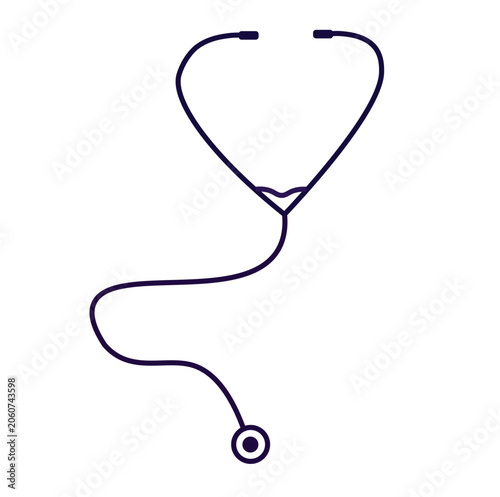 Bild auf Leinwand Minimalist line illustration of a medical stethoscope whose top forms a heart symbol