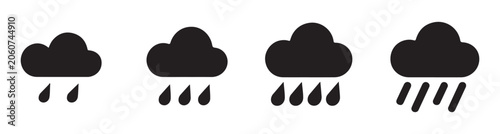 Obraz na plátne Cloud with rain drops icon collection representing various weather patterns and precipitation scales