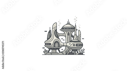 Canvastavla Futuristic dome building on a modular scientific base structure.