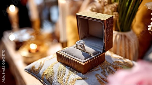 Engagement Ring in Wooden Box.