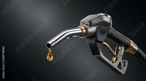 Fuel Pump Nozzle Dripping Golden Drop Energy Crisis Concept
