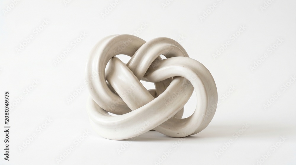 Fototapeta premium sculptural ceramic knot isolated on clean background representing abstract artistic decor, contemporary craftsmanship and modern interior styling concept