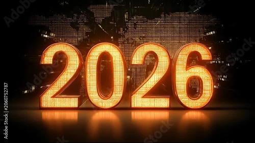 Glowing 2026 New Year Sign.