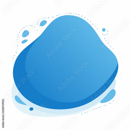 Abstract Blue Blob with Water Droplets and Dotted Lines