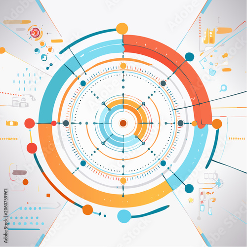 Abstract Futuristic Circular Technology Interface Design