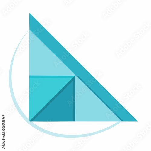 Abstract Geometric Design with Blue and Teal Triangles