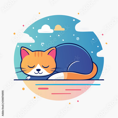 Cute Sleeping Cat Illustration