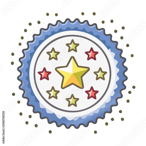 Star award badge with stars and dots