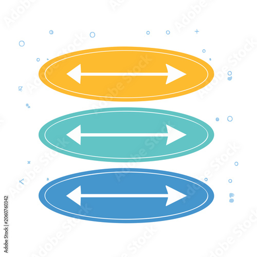 Three circular arrows in orange teal and blue