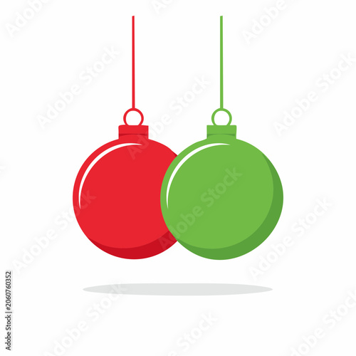 Two Christmas Ornaments, Red and Green