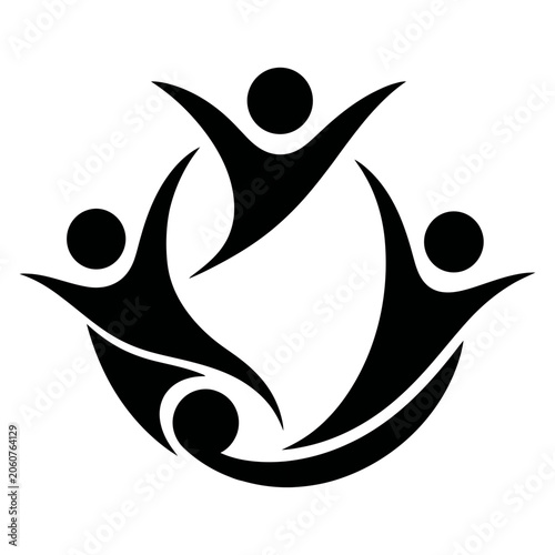 Black silhouette of three people in a circle