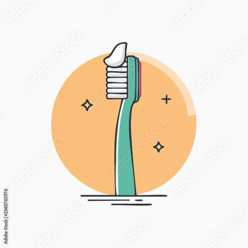 Toothbrush with Toothpaste Icon