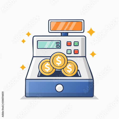 Cash Register with Coins