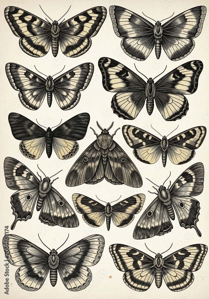 Fototapeta premium A Symphony of Wings: Nocturnal Elegance Unveiled
