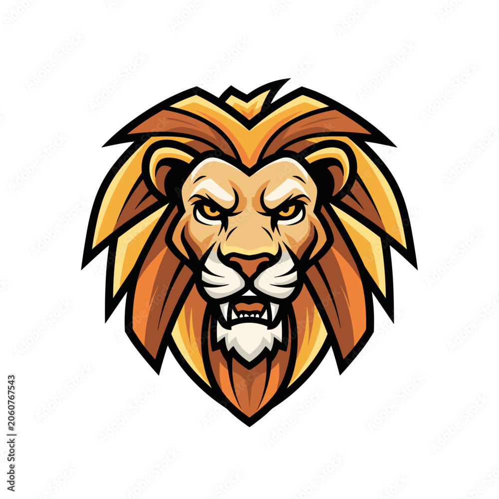 Obraz premium Majestic Lion Head Portrait with Orange Mane