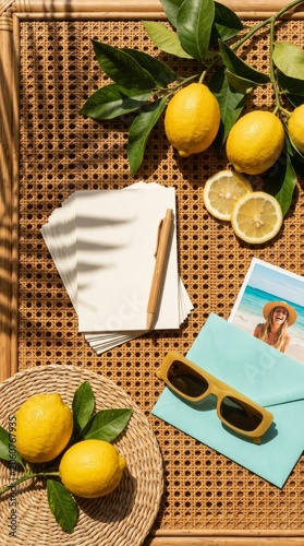 Lemon-Themed Mediterranean Flat Lay