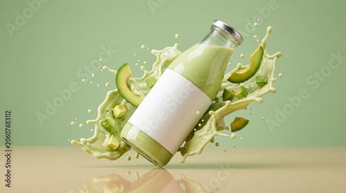 Avocado Milk Splash Glass Bottle Product Photo