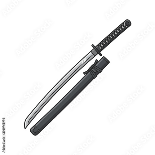 фотографія Japanese katana sword with scabbard traditional weapon illustration