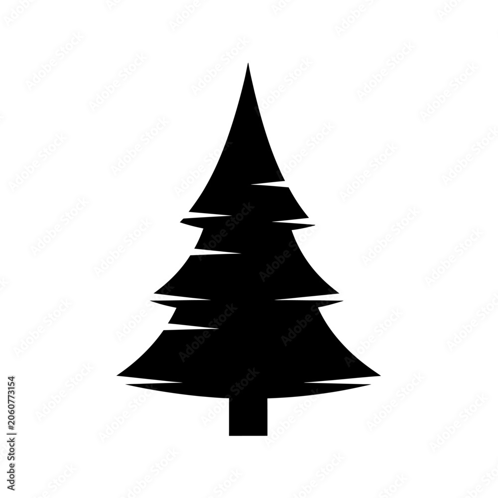 Fototapeta premium Black Christmas Tree Icon.
