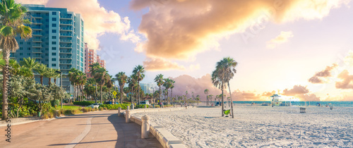 Beautiful Clearwater beach with white sand in Florida USA