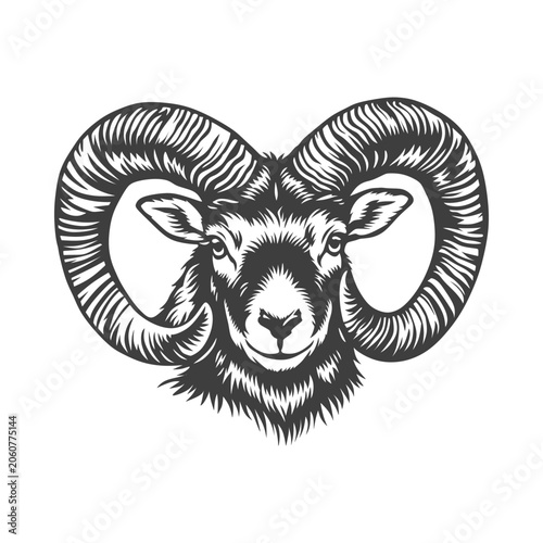 Traditional Chinese Goat and Ram Ornament - Vector Art and Cultural Symbol Illustration