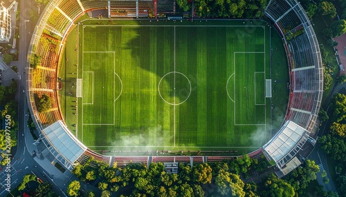 Aerial view of stadium pitch