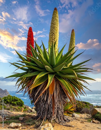 Aloe with red bloom, seaside