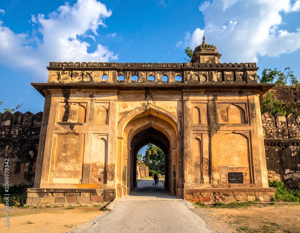 Fototapeta premium Ancient stone gateway, sunny day