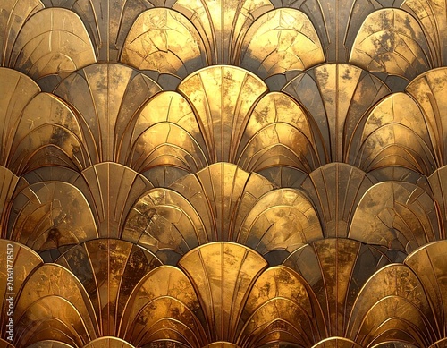 Art Deco golden fan pattern