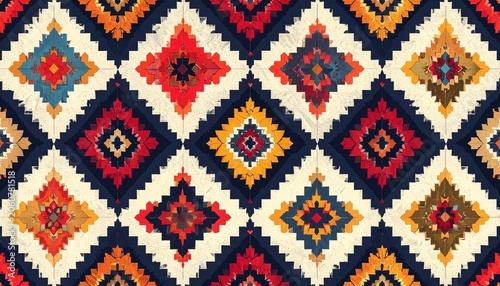 Colorful diamond geometric textile pattern