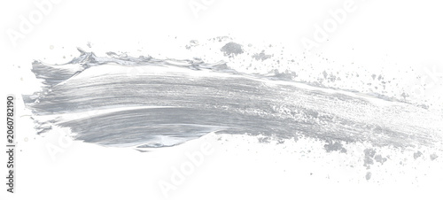 Textured white brushstroke on a black background, suggesting motion and artistic expression