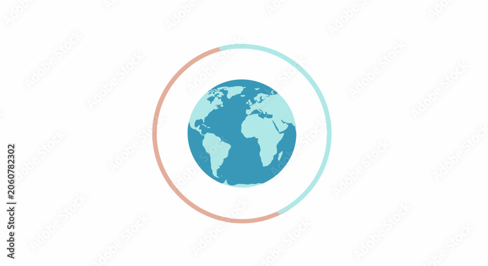 Fototapeta premium Stylized Earth Globe Illustration within a Colorful Circular Ring.