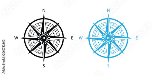 Cuadro en lienzo Compass Rose Icon Set – Nautical Navigation, Cardinal Directions & Maritime Vect