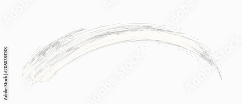 A white, curved brushstroke on a black background, showcasing texture and motion