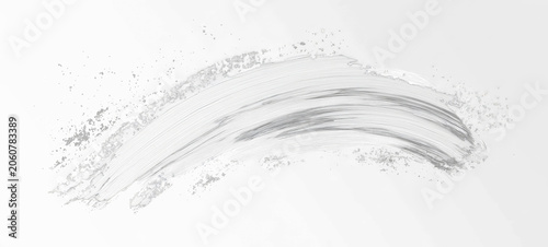 A curved white paint stroke on a dark background, textured with brush details