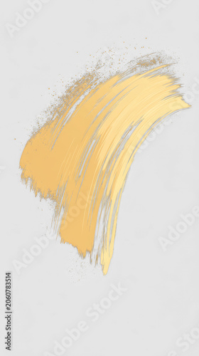 Abstract golden brushstroke on a black background, textured design for visual impact
