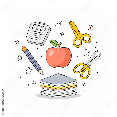 Flat design school supplies illustration
