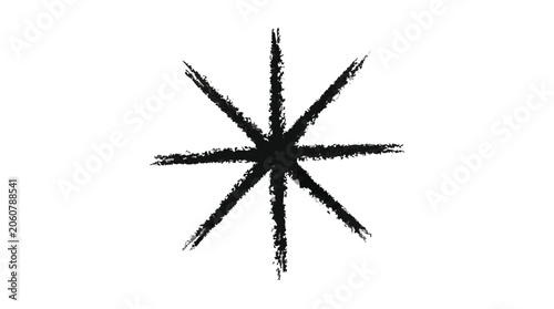 Photography Abstract rough black starburst or asterisk shape isolated on a white background