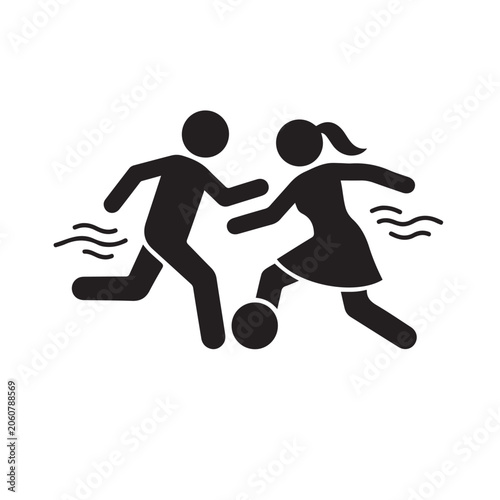 Man dan woman  Playing Soccer Together Outside