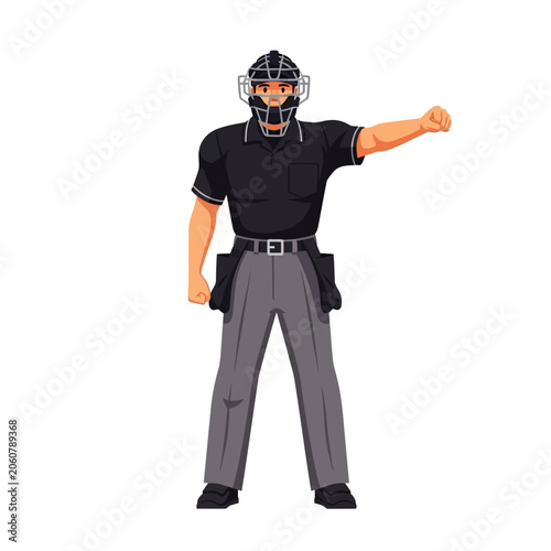 Bild auf Leinwand Baseball Umpire Signaling Strike Flat Vector Illustration
