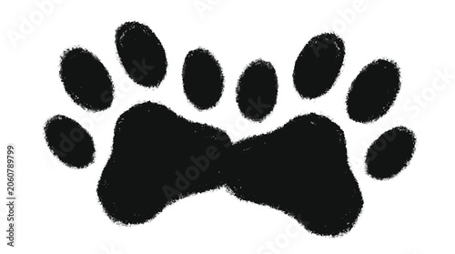 Tableau sur toile Graphic representation of black paw prints arranged symmetrically on a transpare