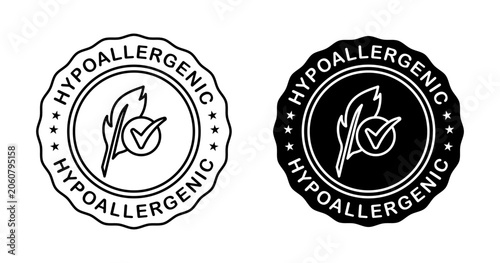 Tableau sur toile Hypoallergenic tested icons collection in black filled and stroke line style