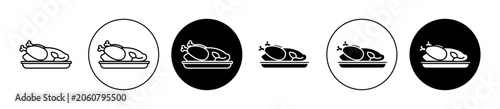 Peking duck food icons collection in black filled and stroke line style