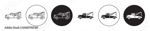 Photos Tow truck icons collection in black filled and stroke line style