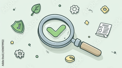 Quality Assurance Concept with Magnifying Glass and Checkmark