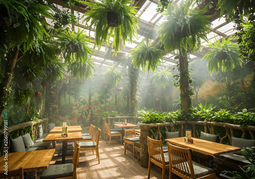 Tropical indoor dining area