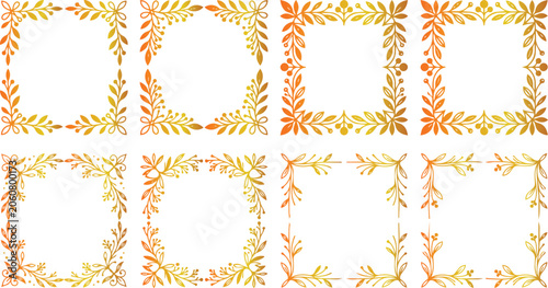 Autumn Leaf Picture Frames: Seasonal Foliage Rectangle Borders with Golden Fall Leaves Vector Templates