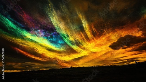 Vibrant sunset sky ablaze with cosmic colors