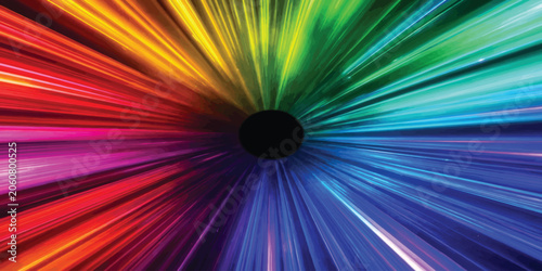 Abstract rainbow spectrum circular light speed effect tunnel background with abstract spectrum colorful velocity perspective chromatic starburst background illustration illusion creative