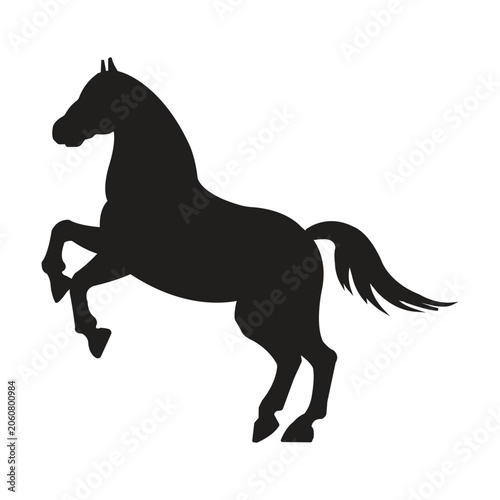 Rearing Horse Silhouette Illustration, Majestic Equine Side View Graphic